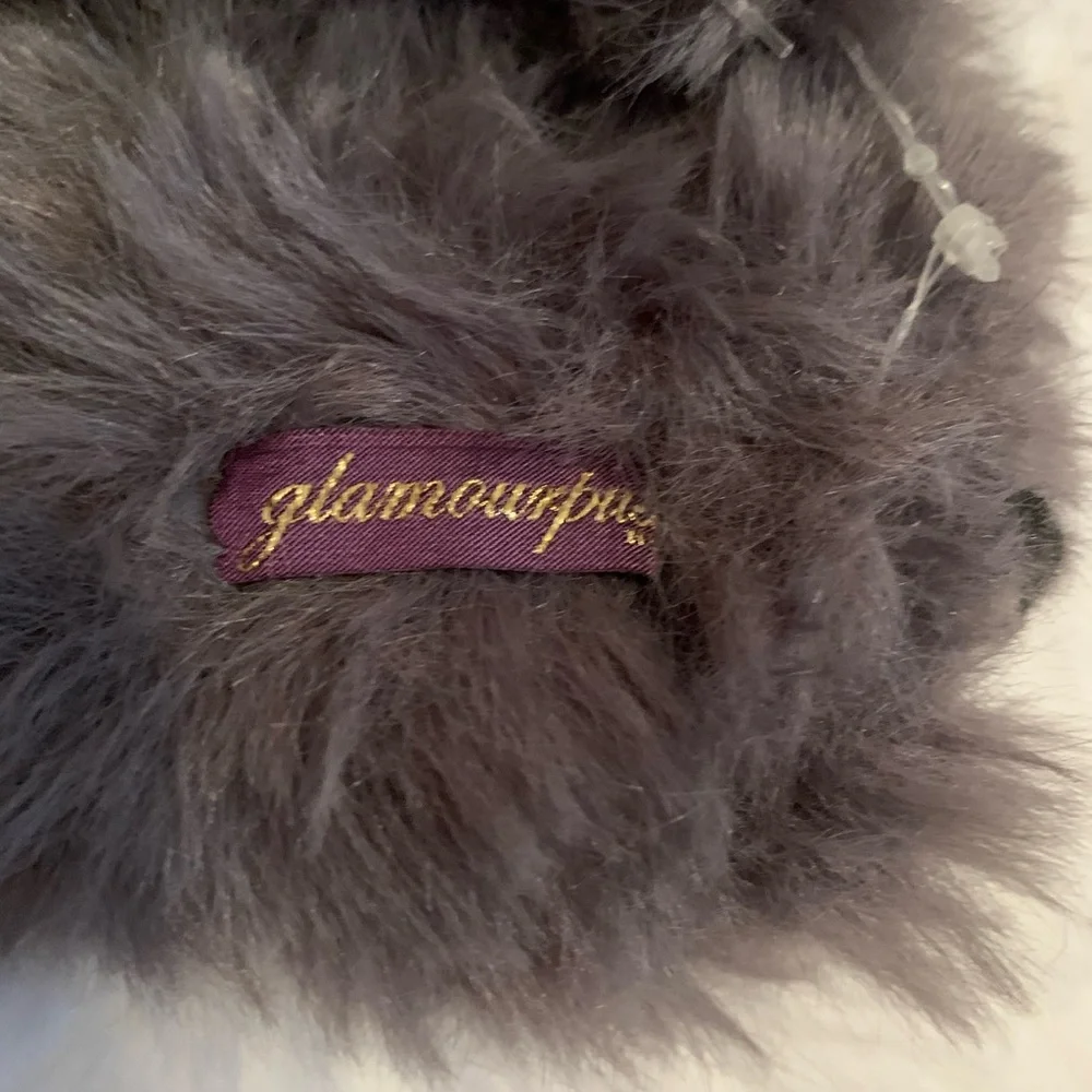 GLAMOURPUSS gray viscose blend Faux fur ladies mittens NWOT